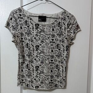 Ed Hardy Women's Short Sleeve Tee - Black and White